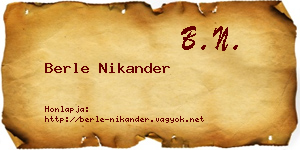 Berle Nikander névjegykártya